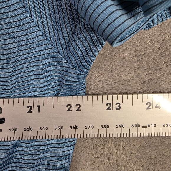 Mens Eleven Straight Byron Nelson Blue & Black Striped Polo Shirt Short Sleeve L - Picture 6 of 8